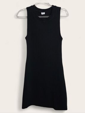 Aritzia Wilfred Free Black Ribbed Sleeveless Mini Dress Size XS  Cotton Bodycon